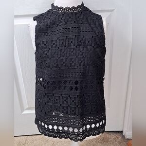 Daniel Rainn Black Crocheted Top   Size S